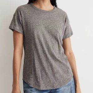 MADEWELL whisper cotton rib-crewneck tee (heather iron)